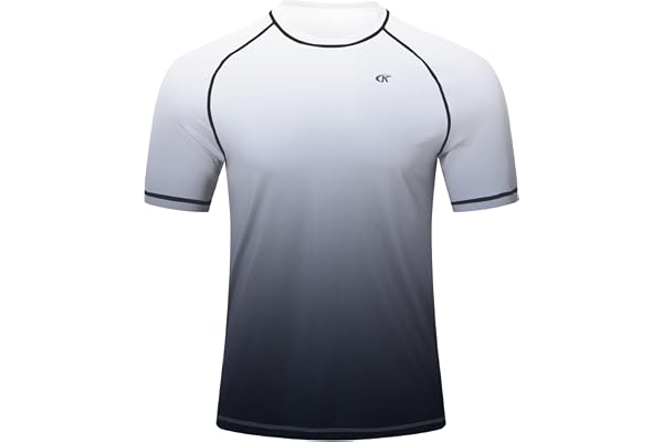Huayuzh Maillot de bain anti-UV UPF 50+ à manches courtes pour homme - Séchage rapide - Pour le surf et la course à pied
