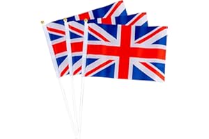 SHATCHI 20pcs Union Jack Hand Flags Queen's Platinum Jubilee Waving Flag Royal Street Party Celebrations Sporting Events Pub BBQ Car Decorations