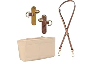 VPB Correa y Organizador para Longchamp Mini - Correa de Cuero Ajustable y Organizador de Fieltro con Múltiples Bolsillos (Marrón-1.2CM)