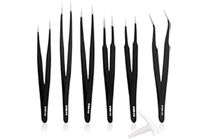 Neuftech 6 x Antiestático Pinzas de Precisión de acero inoxidable - Negro