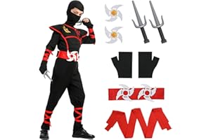Aomig Déguisement Ninja pour Enfants, Ensemble de costumes de ninja pour enfants, Garçons Ninja Cosplay Ensemble pour Halloween Fête de Noël Carnaval