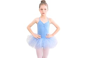 Bezioner Robe de Danse Classique Filles Tutu de Ballet Justaucorps pour Enfants en Coton sans Manches