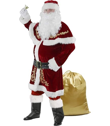 Costume Père Noël Homme - Cape Avec Capuche Doublée Peluche | Drôle, Grandes Tailles | Pour Fêtes De Noël
