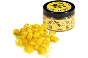 Carp Target - Granelli di Mais sull'amo da Pesca - 14-16 mm - Esca per Pescatori di Carpe e siluri - Grandi granelli di Mais cotti con Aroma di Ananas - Adatta a Tutte Le Stagioni