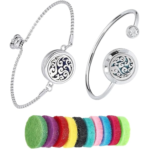 Cupimatch Bracciale Diffusore Per Oli Essenziali Con Albero Della Vita, Regolabile, 10 Cuscinetti Colorati, Idea Regalo Benessere