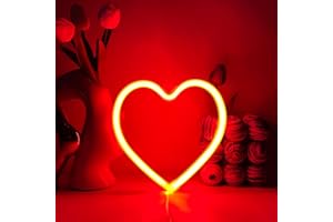 YUEYYNS Luce al Neon Cuore Insegna al Neon Amore LED Rosso Love Neon Decorazione di San Valentino Per la Festa del Bar in Camera Alimentato Tramite USB o Batteria Neon Light Sign