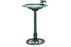 ALPINE CORPORATION Alpine TEC114 Corporation Bain d'oiseau avec décoration d'oiseau Vert 79 cm
