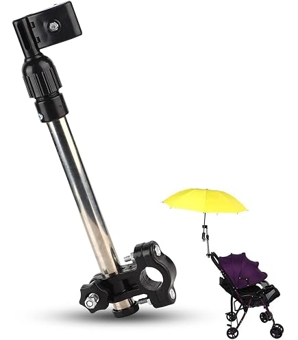Support Parapluie Réglable 360° - Pour Vélo, Poussette, Fauteuil Roulant - Hauteur Et Angle Ajustables - Métal + ABS