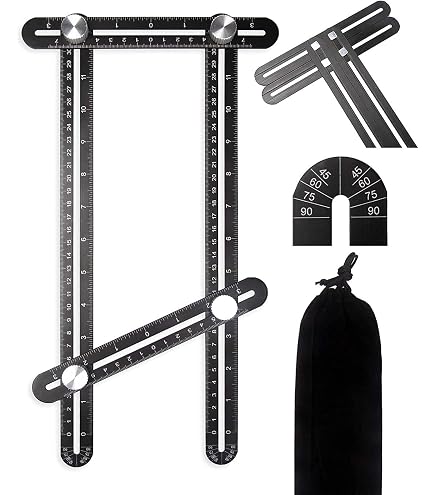 Règle Multi-Angles 12 Côtés Aluminium - Mesure Précise Pouces/Cm - Bricolage, Carrelage