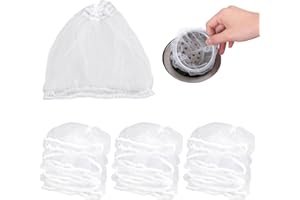 LUMINARYLAIR 300 Pieces Passoire d'évier Jetable, 9 x 8 cm Filet Evier Dechet Nylon, Jetable Sink Filter Résilients, Anti-colmatage Sac de Filtration en Maille pour évier de Cuisine, Salle de Bain (Blanc)