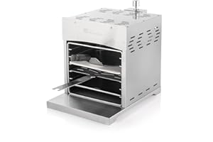 Fire Mountain Pizza & Steak Grill - 4kW, Stainless Steel, Multi-Height Cooking, Cooks Any Meat, Pizza & More, Gas, Table Top Design, Portable