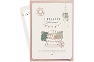 Manahia Carte Naissance Bébé - Bienvenue joli Coeur - Carte 10x15cm - Carte de naissance pour Bébé - Bienvenue Bébé - Félicitez les Nouveaux Parents