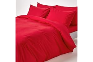 Homescapes 2-teiliges Perkal-Bettwäsche-Set rot aus 100% ägyptischer Baumwolle, 1 Bettbezug 135x200 cm & 1 Kissenbezug 48x74 cm