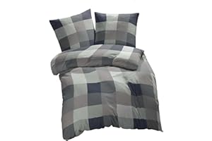 ETÉREA HIMMLISCHE QUALITÄT etérea Baumwolle Bettwäsche Rian 135x200 2er Set - mit Reißverschluß - Renforcé Qualität - Allergiker geeignet nach Oekotex 100-2 tlg. 135 x 200 + 80 x 80 - Grau Schwarz