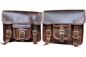 american blue 2X Sac de Moto en Cuir véritable Sacoche de vélo Sacoche de Messager en Cuir | Sac à Outils Marron Guidon Sissy Bar Sac de Voyage, sacoches de Selle Lot de 2 (Chocolate Brown)