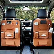 Allextreme Pu Leather Car Auto Seat Back Multi Pocket Organizer and Ipad Mini Holder Backseat Organizer,(Pack of 1 - Tan)