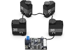 Yahboom Servo Metal Gear Servo Digital Servo*4 + Drive Debugging Board Full Metal Shell 270°High Torque Servo, with for Remote Control Robots, Car Crawler Robots (35KG Bus servo*4-Board)