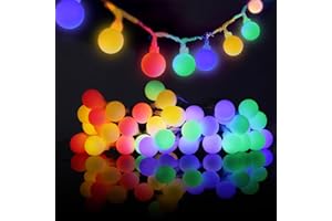 AGOTD - Ghirlanda di 40 lampadine a LED, 5 m, funzionamento a batteria, impermeabile, ideale per la decorazione di camere, balconi, giardino, a Natale o per una festa (multicolore)