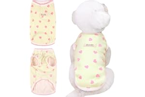 FNAOBAI Maglietta Smanicata Estiva per Cani Piccoli e Gatti - Top con Cuori Stampati, Vestito Elastico Senza Maniche per Chihuahua/Yorkie/Gatti