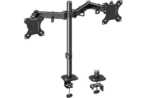 MOUNTUP Monitor Halterung 2 Monitore für 13-32 Zoll Flach & Curved Bildschirm, Dual Arm Monitorhalterung Höhenverstellbar Neigbar Schwenkbar Drehungbar, 8 kg pro Arm, VESA 75 /100mm, EU0002