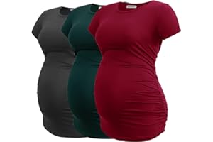 Smallshow Maternity Clothing Tops Side Ruched Pregnancy Clothes for Women 3-Pack