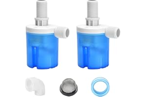 Rarapop 2Pcs 1/2'' Automatic Float Valve Water Level Control Inside Type, Water Level Control Valve for Livestock Water Tank Toilet Swimming Pool Aquarium Automatic Irrigation (1/2" Top Water Inlet)