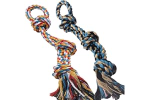 GAIUSIKAISA XL Dog Rope Toys for Aggressive Chewers - Set of 2 Heavy Duty Indestructible Dog Rope Toy for Large Breed Puppy- 100% Cotton Strong, Sturdy Rope - Medium and Large Dogs for Chewing, Teeth, Tug of War