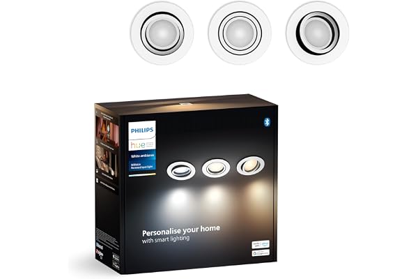 Hue Milliskin White Ambiance GU10 smart LED infälld spotlight vit rund 4.2W (3p), justerbart vitt ljus (2200-6500K)