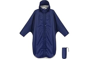 Anyoo Wodoodporne ponczo przeciwdeszczowe z kapturem i rękawami, lekka i wiatroszczelna kurtka przeciwdeszczowa dla kobiet i mężczyzn, Ciemnoniebieski, rozmiar uniwersalny