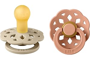BIBS Boheme Schnuller 2er-Pack. BPA-frei, Kirschform Nippel. Naturkautschuk/Latex, Hergestellt in Dänemark. 0-6 Monate (2er Pack), Vanilla/Peach