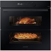 Samsung NV7B5750TDK, Pyrolytic Oven 76L Dual Cook Black [Energy Efficiency | Dual Cook Steam, Two independent cavities for co