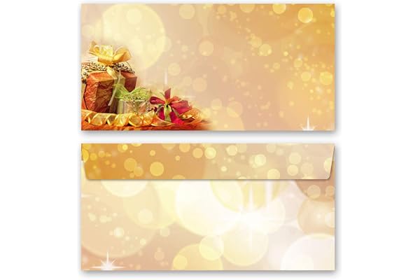 Karten & Co Lot d'enveloppes autocollantes spéciales Noël sans fenêtre et avec bande autocollante Format long 110 x 220 mm