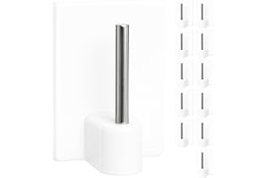 YOUR DAY MATE Gancio autoadesivo per bastone, 12 pz, Colore Bianco, misura 25 x 17 mm, ganci per tenda, ganci per zanzariere, gancio adesivo per tende a finestra, aggancio per bastoni su finestre PVC, curtain hook