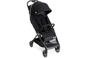 Chicco We Kinderwagen, faltbar, ultraleicht, ab Geburt bis 22 kg, Reise-Kinderwagen, ultra-kompakter, neigbar, EinHand-Verschluss, gepolsterte Schultergurte, Tasche und Regenschutz, Schwarz
