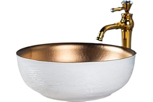 JDZJYBQX Jingdezhen Lavabo en céramique pour salle de bain Art unique Blanc doré Lavabo avec pour vanité sur le dessus