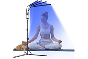 TRAYVESPACE Red Light Therapy con soporte, 415NM & 660NM & 850NM Lampara Infrarrojos con Temporizador, 180LEDs 4 Cabezales Lampara Infrarrojos Fisioterapia, Para la Alivio del Dolor