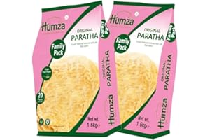 veenas Humza Original Paratha Family Pack | Frozen 20 Pieces | Frozen South Asian Flatbread | Soft Texture | Flaky Layers | Indian Origin | 1600G (Pack of 2)
