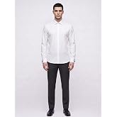 Erkek G&ouml;mlek - Slim Fit Pamuklu Esnek Kumaş - Fransız Manşetli Kol D&uuml;ğmeli Klasik Uzun Kollu G&ouml;mlek