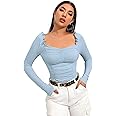 Shasmi Women's & Girl's Full Sleeve, Sweat Hear Neck, Frill Trim Ruched Crop Top for Women, Tops, Slim Fit T-Shirts for Girls (Top 71 Black Small)