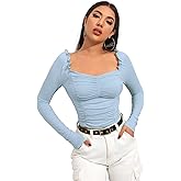 Shasmi Women's & Girl's Polyester Slim Fit Full Sleeve, Sweat Hear Neck, Frill Trim Ruched Crop Top