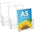 Thboxes A5 Leaflet Holder, 3 Pack Clear Leaflet Holder with Hanging Hole Acrylic Brochure Freestanding Booklet Flyer Stand for Office Restaurants Reception