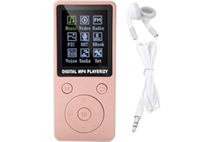 EBOXER Lecteur MP3 Baladeur MP3 MP4 Portable Lecteur de Musique Vidéo E-Book Radio Support Carte mémoire de 32 Go(Rose)