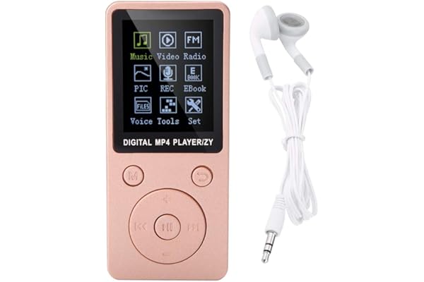 Lecteur MP3 Baladeur MP3 MP4 Portable Lecteur de Musique Vidéo E-Book Radio Support Carte mémoire de 32 Go(Rose)