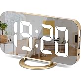 Digital Alarm Clock with Dimmable LED Display, Mirror Function, Snooze Mode, Alarm and 3 Brightness Levels Dimmable Table Ala