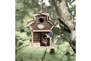 Garden Mile Natural Bird Box House Hotel - Traditional Wooden Box Bird Houses for Garden Bird House Nesting Home for Garden, Balcony, Ideal as Robin House, Sparrow Nest Home, Small Bird House