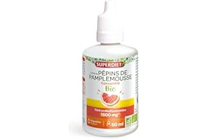 SUPERDIET- EXTRAIT DE PÉPINS DE PAMPLEMOUSSE BIO- Titré en flavonoïdes à 1600MG -Vitalité- Sans alcool - Flacon compte-goutte de 50 ml