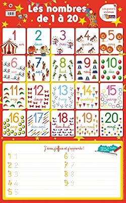 Bordas Poster-ardoise - Les nombres de 1 à 20
