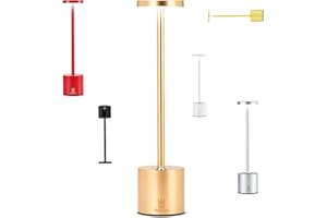 Zolinah Artemisia,Lampada da Tavolo Senza Fili-3 Livelli di Intensità Regolabile Batteria Ricaricabile USB-per Casa,Ristorante,Giardino e Ufficio (Oro)