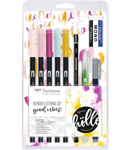 Tombow Set Créatif Japon Edition Limitée Mont Fuji, 3 ABT Dual Brush Pens, 1 MONO drawing pen, 15 P de papier aquarelle A6 et QR-Code vers une vidéo tutorielle [JAPAN-SET2