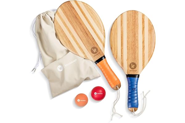 two46 | Raquettes de Plage Premium Set | Frescobol-Le Nouveau Sport Tendance d'origine de l'Amérique de Sud | Raquettes en Bois Faites Main de Haute qualité, Choix Individuel de Balle et Sac adapté